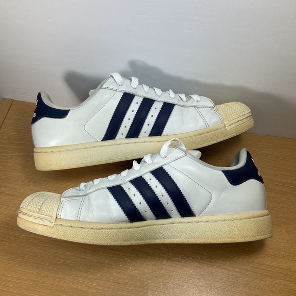 Adidas Superstar 2 Shell Toe Sneakers Navy Blue Stripes Men’s Size 7.5 - Picture 8 of 13